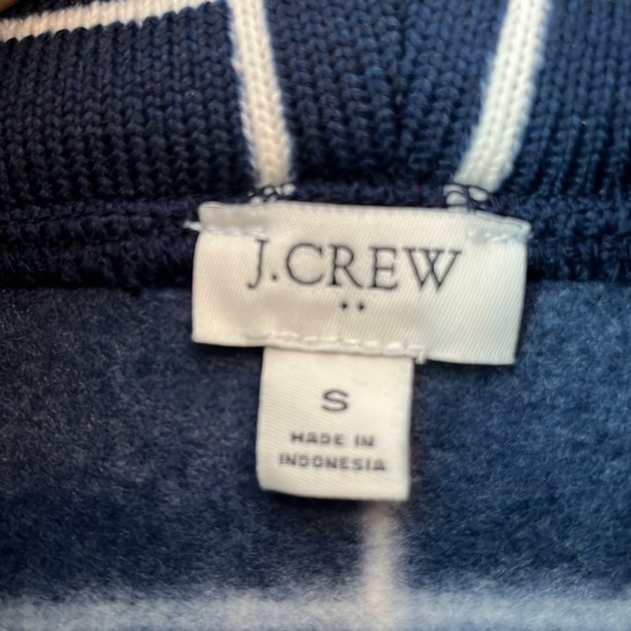 J Crew Funnel Neck Pullover Fleece Lined Windowpane Sweater Women's Small Navy - Picture 6 of 12